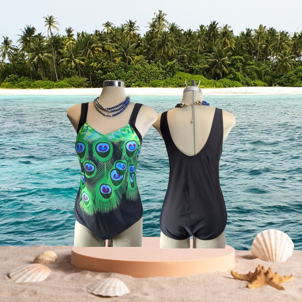 Swimming one Piece Black and Green Size XXL